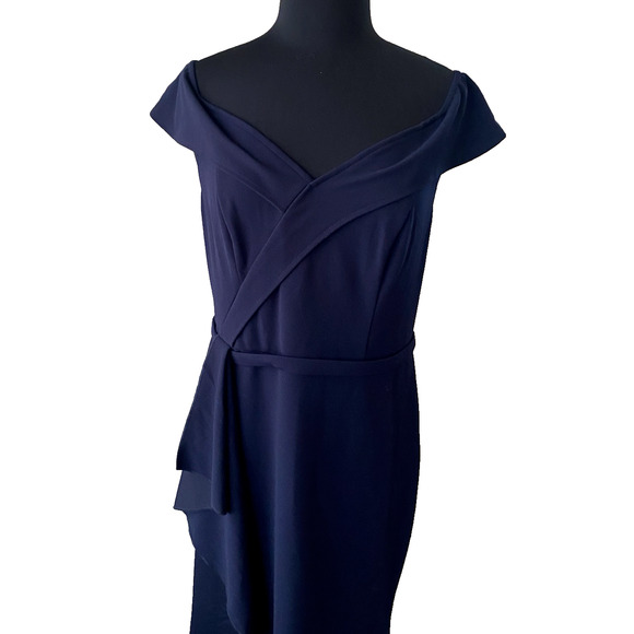 NWT Alisa Pan Dress Womens Extra-Large Navy On or Off Shoulder Formal Maxi Dress - Picture 10 of 16